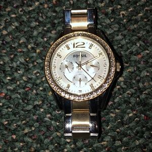 Two tone fossil watch